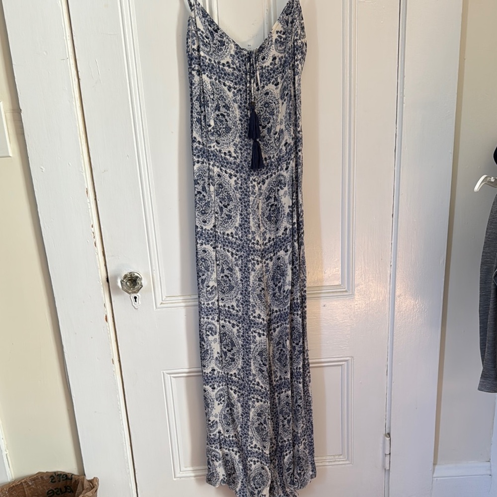 Blue and White Paisley Maxi Dress